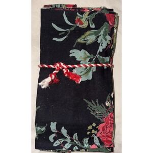 APRIL CORNELL MERRY BLACK RED‎ ANTIQUE FLORAL VIBRANT 8 SQUARE NAPKINS 15X15 NEW